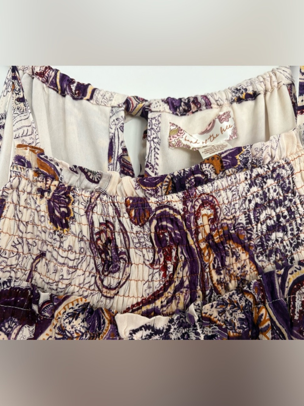 Cream Paisley Maxi Dress with Purple & Gold Accents - Picture 3 of 6